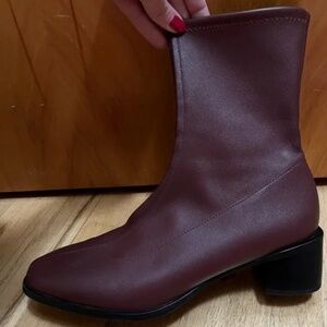 Quince Merlot Italian Leather Stretch Sock Bootie
